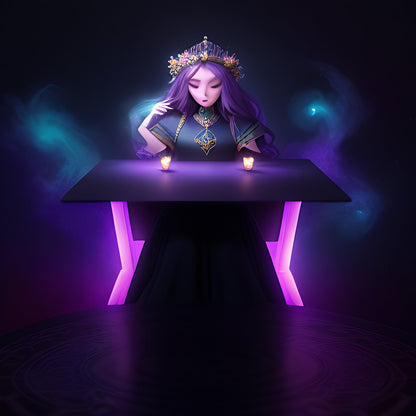 Ai artwork of a black desk with a pink desk frame next to a gaming princess.